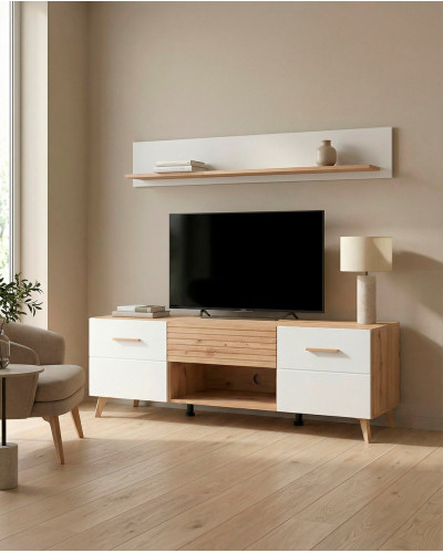 Estante de pared para librería salón ELAN vista decorada