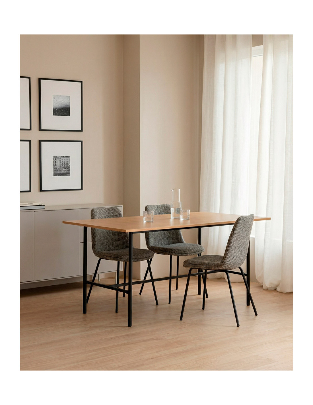 Pack 4 sillas comedor ORSA ambiente negro/arena