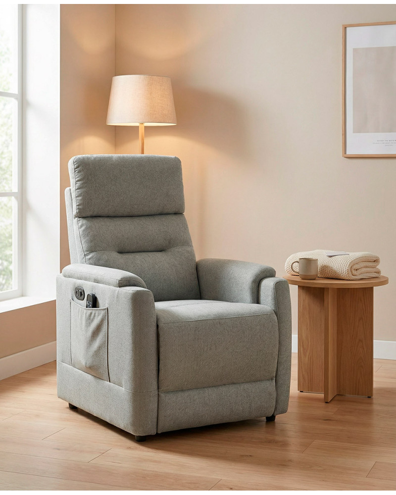 Sillón relax apertura power lift eléctrico VESO vista decorada