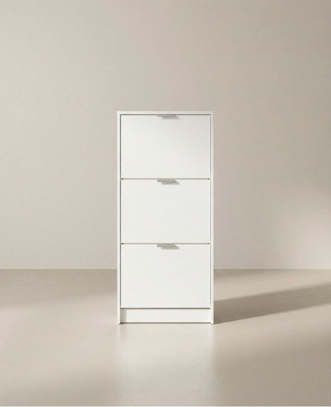 Zapatero estrecho 3 trampones PAXO vista frente blanco