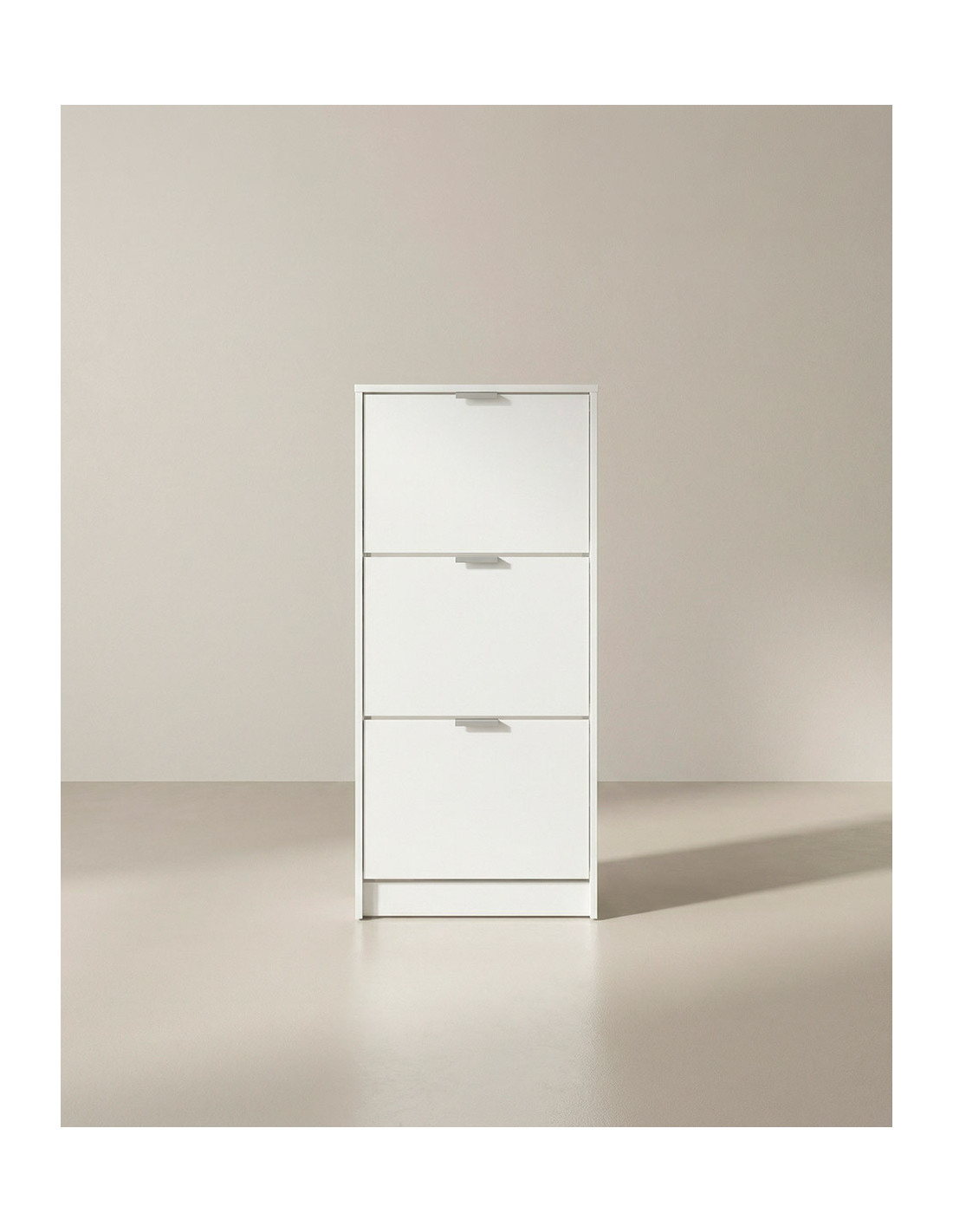 Zapatero estrecho 3 trampones PAXO vista frente blanco