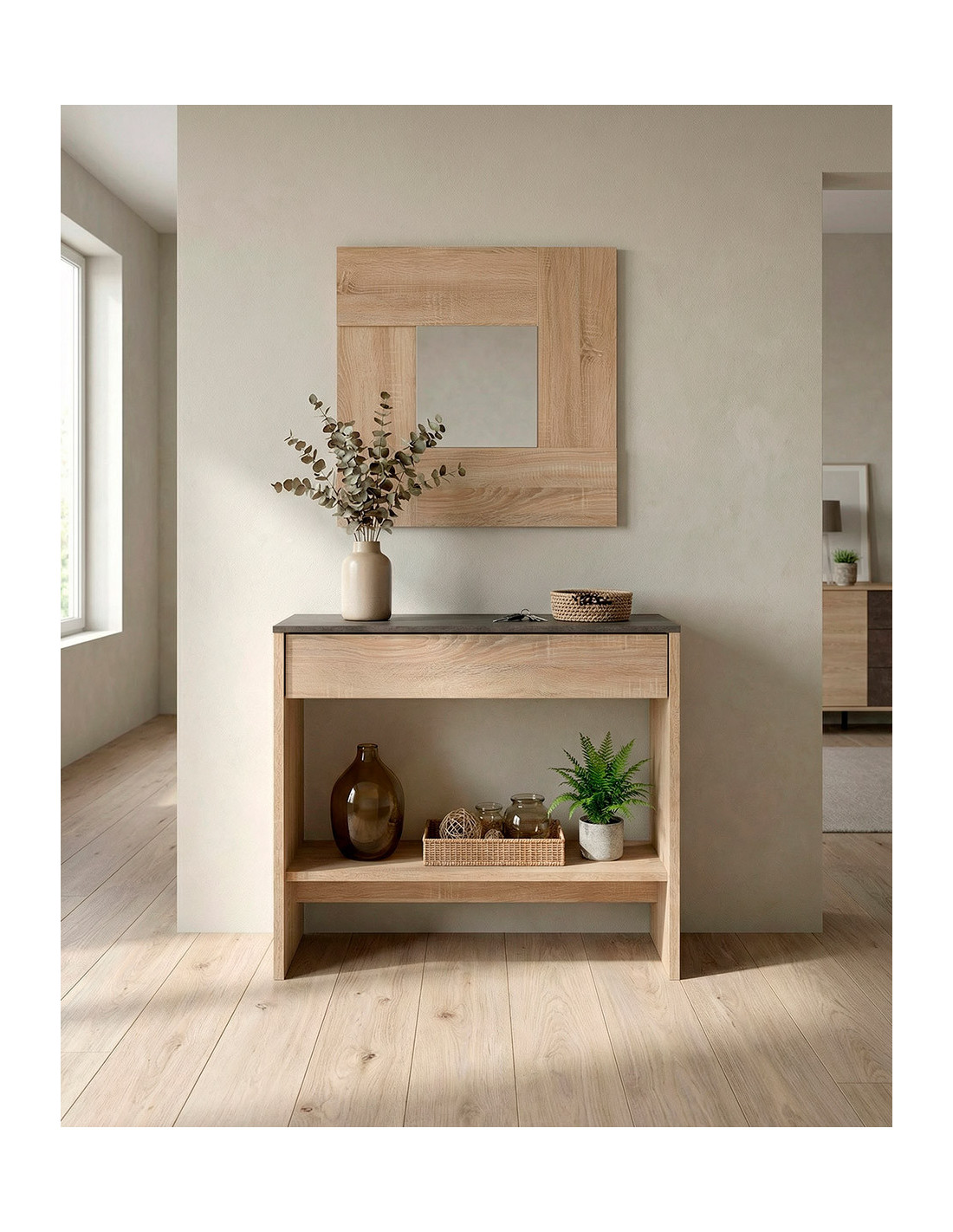 Recibidor con espejo y cajón SERA barato | Envío rápido y financiación