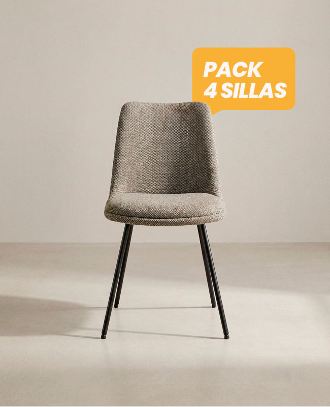 Pack 4 sillas comedor ORSA frente negro/arena