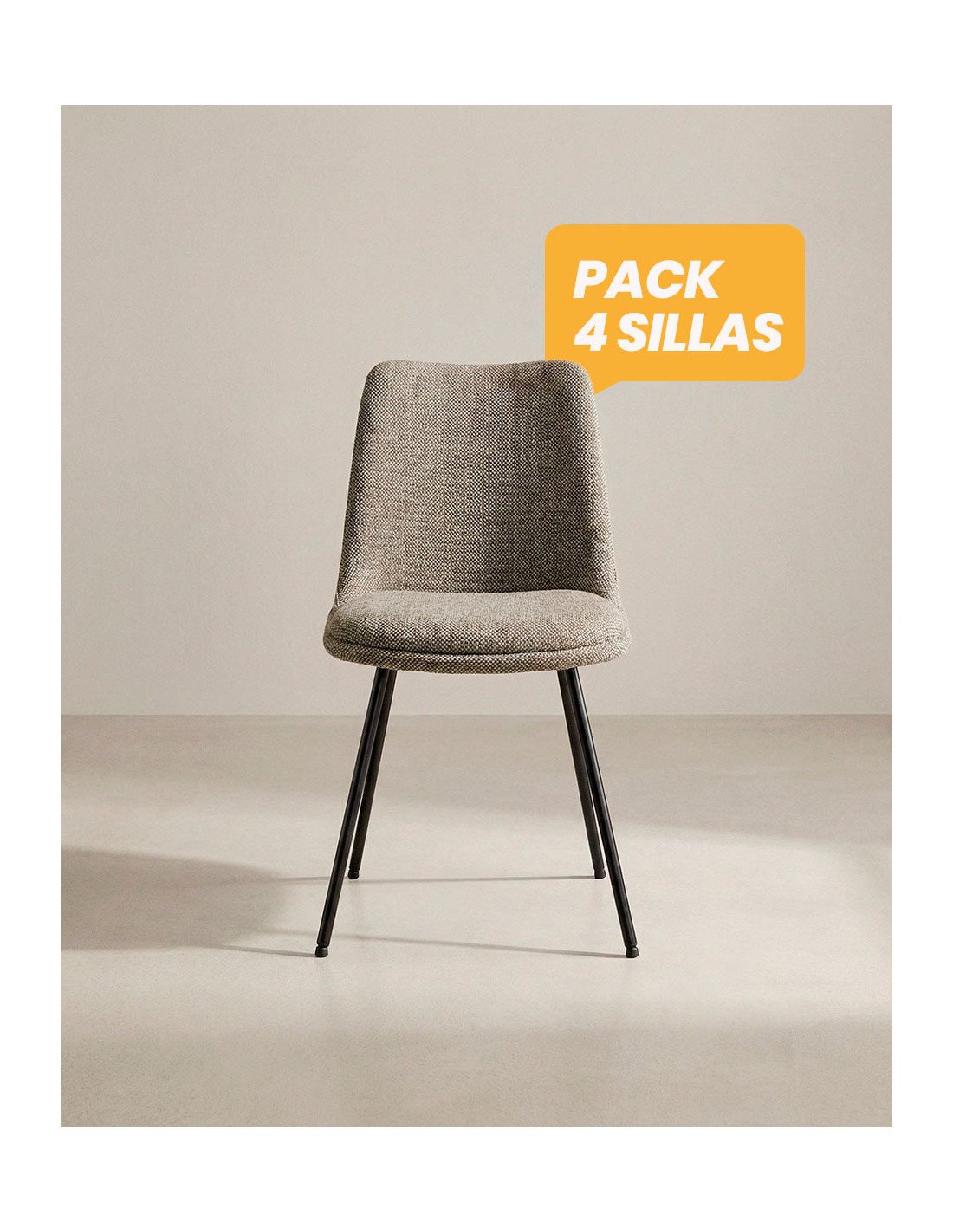 Pack 4 sillas comedor ORSA frente negro/arena