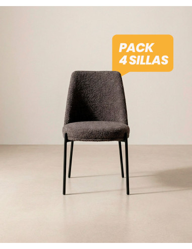 Pack 4 sillas de comedor TENA barato con patas metálicas | Envío rápido y financiación