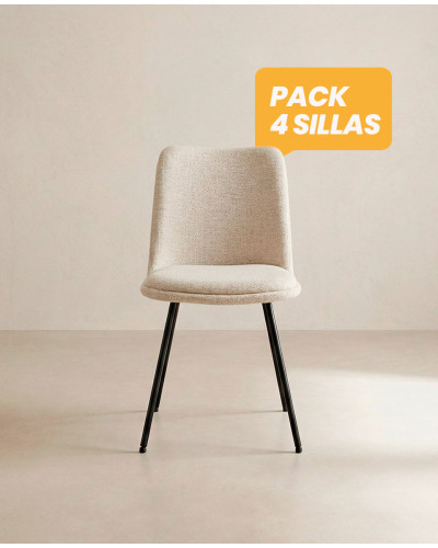 Pack 4 sillas comedor ORSA frente crema/arena