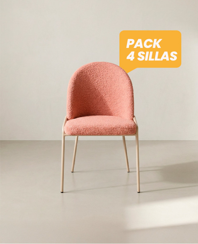 Pack 4 sillas comedor BELA frente rosa