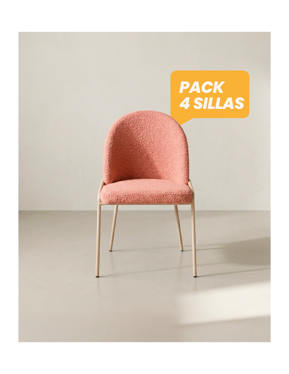 Pack 4 sillas comedor BELA frente rosa