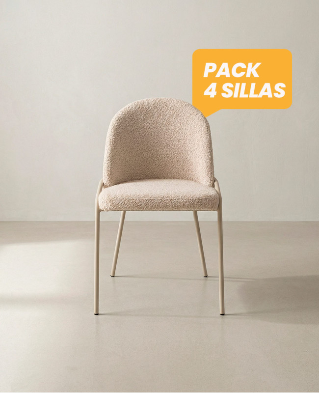 Pack 4 sillas comedor BELA frente crema