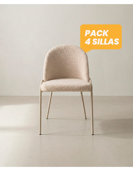 Pack 4 sillas comedor BELA frente crema
