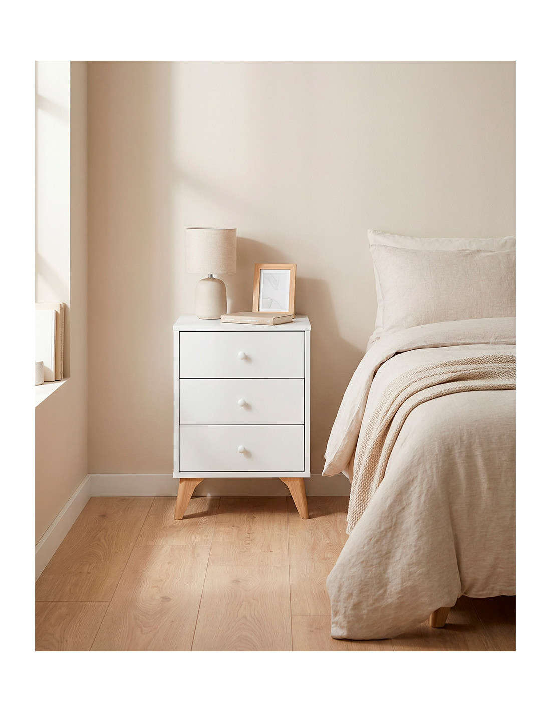 Mesita de noche 3 cajones BIRA barata | Envío rápido y financiación