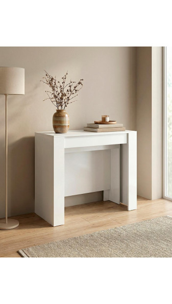 Mesa consola extensible NARA ambiente blanca