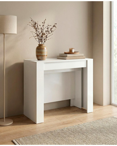 Mesa consola extensible NARA ambiente blanca