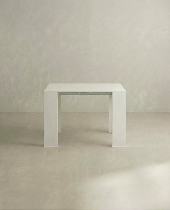 Mesa consola extensible NARA semi abierta blanca