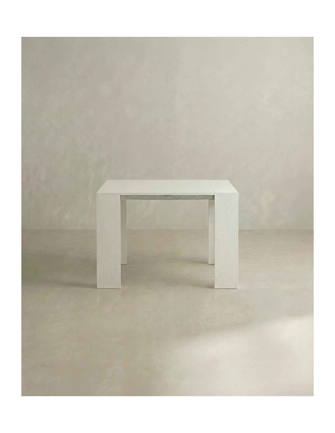 Mesa consola extensible NARA semi abierta blanca