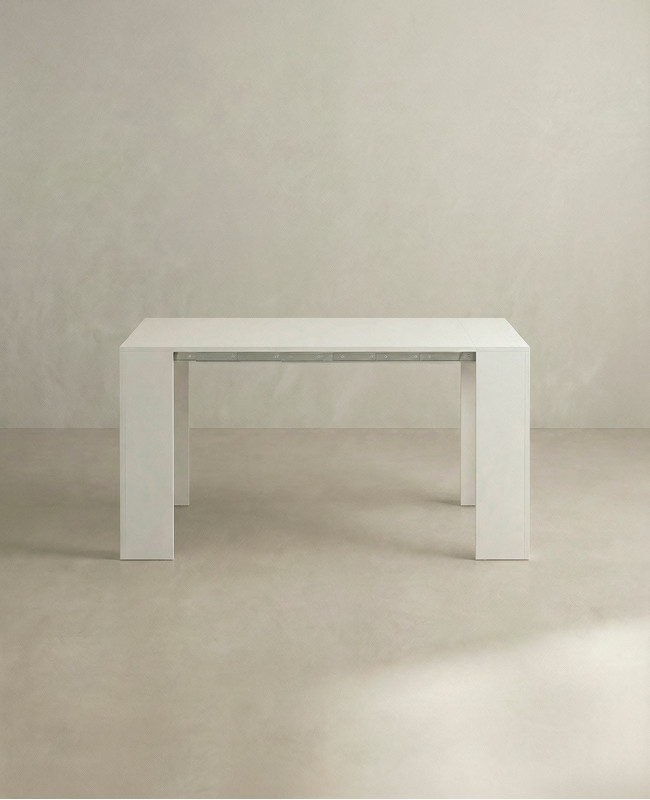 Mesa consola extensible NARA medio abierta blanca