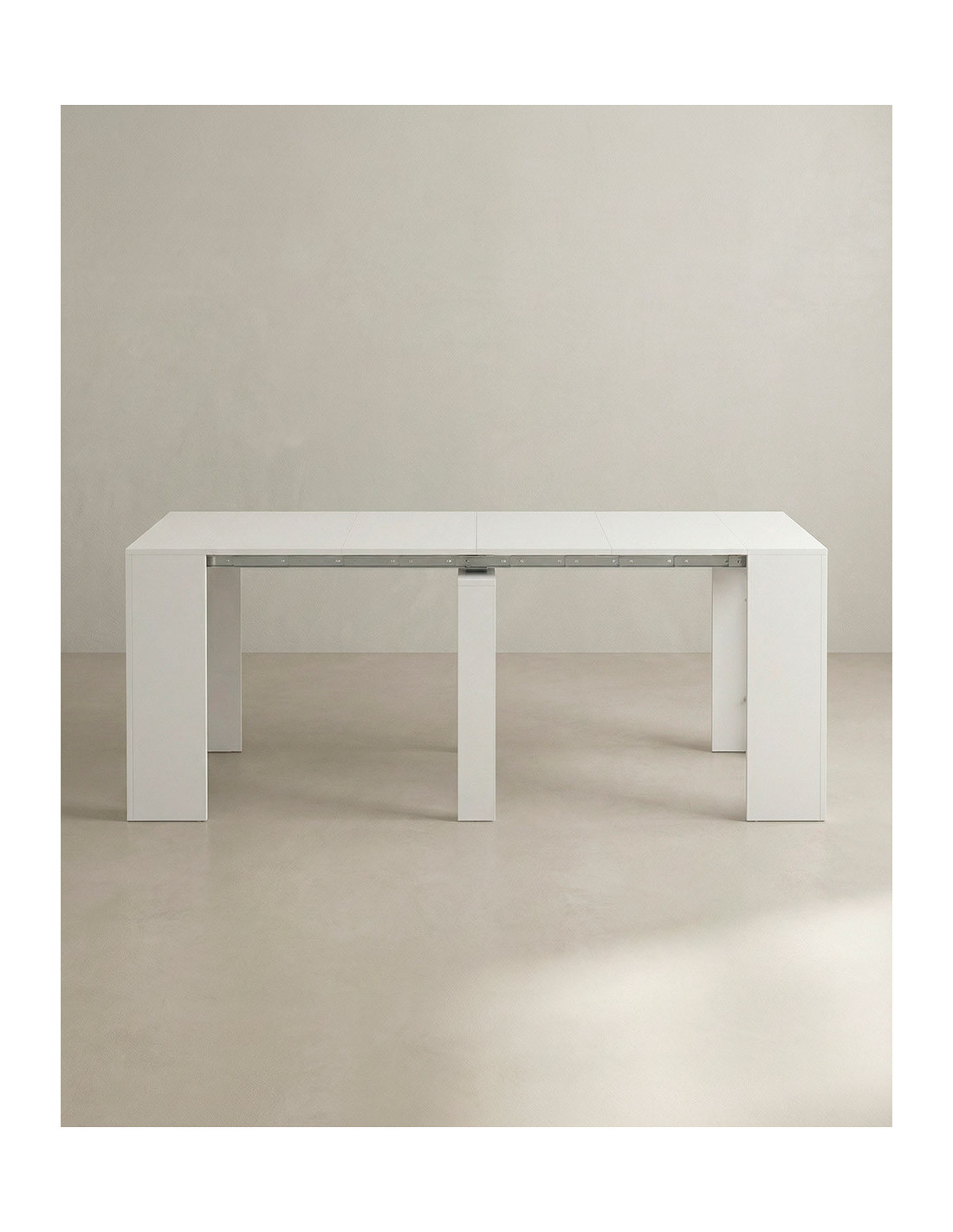 Mesa consola extensible NARA abierta blanca