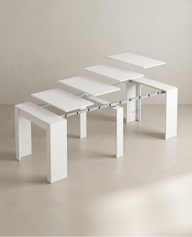 Mesa consola extensible NARA mecanizado blanca