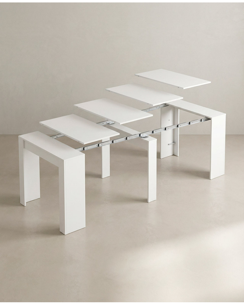 Mesa consola extensible NARA mecanizado blanca