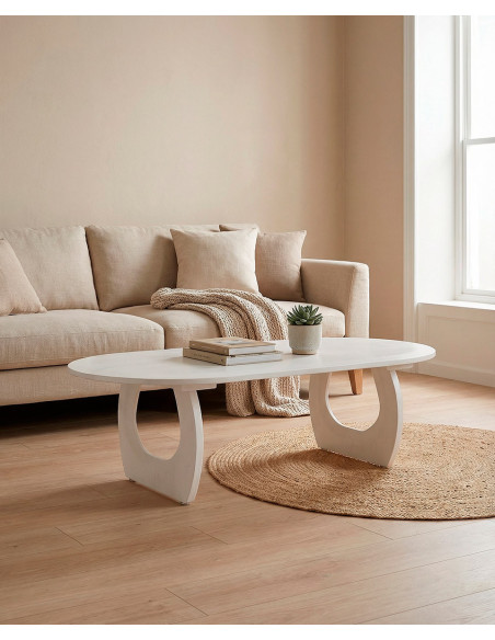 Mesa de centro KORA barata | Envío rápido y financiación | Diseño escultórico en madera de mango