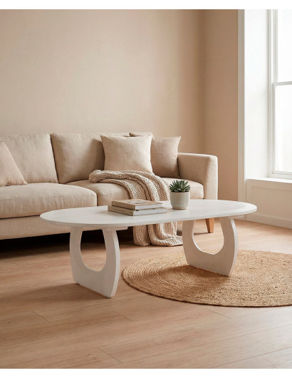 Mesa de centro KORA barata | Envío rápido y financiación | Diseño escultórico en madera de mango