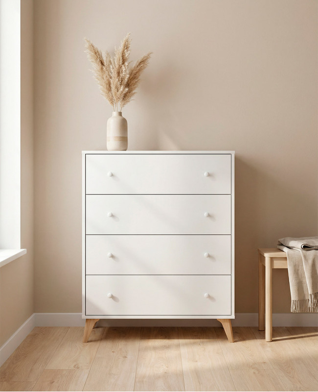 Cómoda cuatro cajones BIRA barata | Envío rápido y financiación