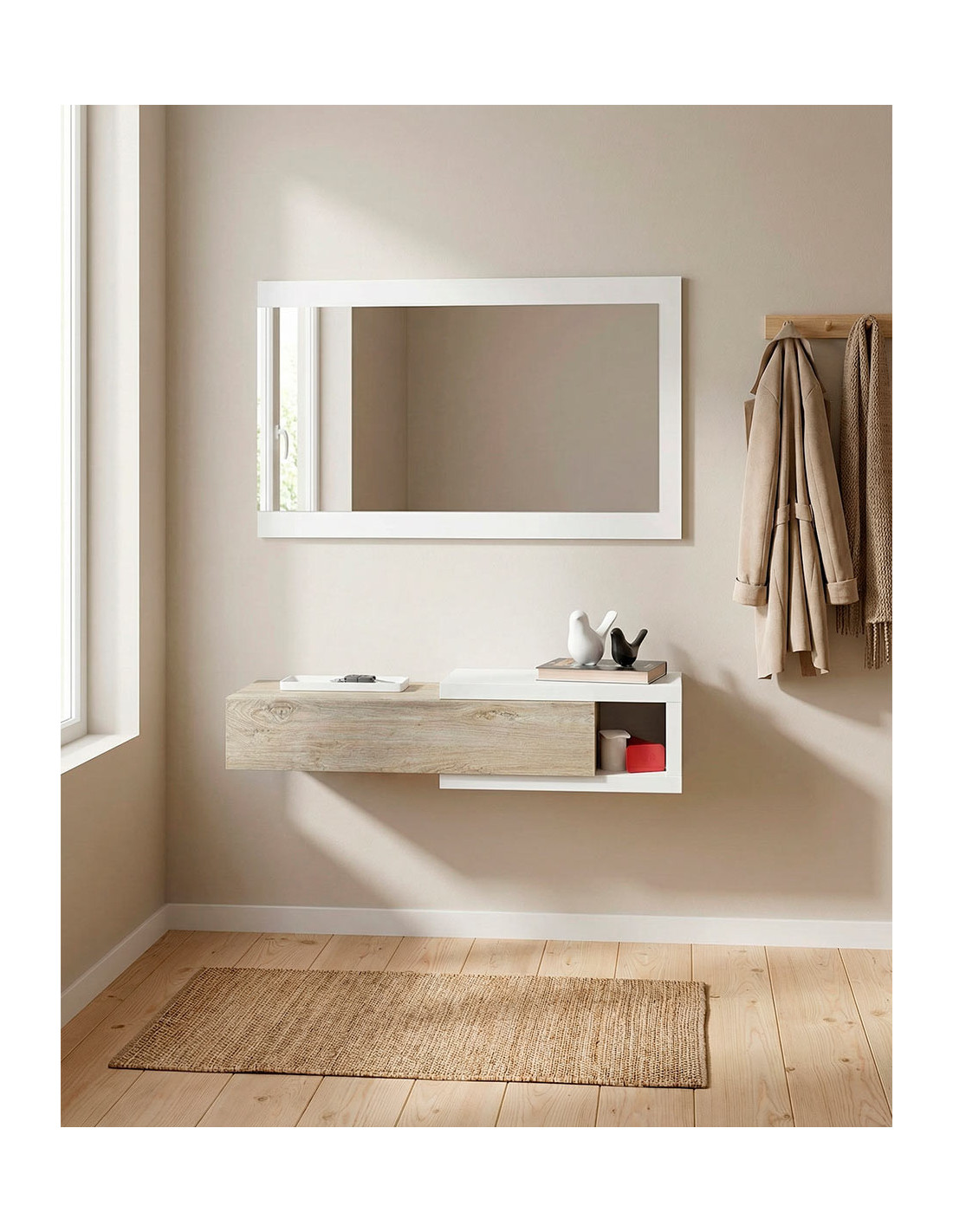 Recibidor con espejo OLIA ambiente artik / roble