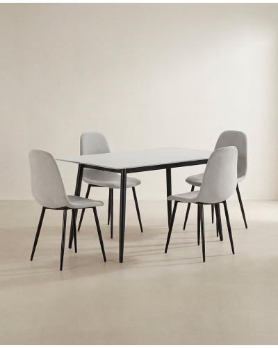 Pack mesa y sillas comedor ZALEN blanco conjunto
