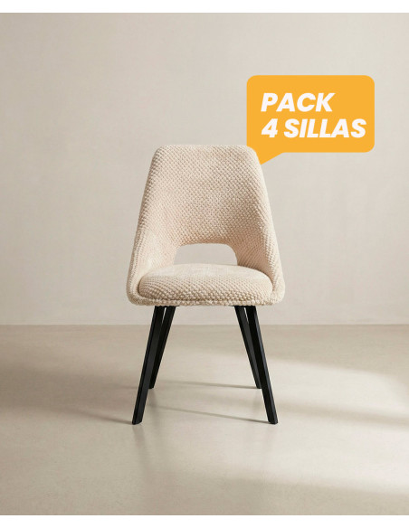 Pack 4 sillas de comedor tapizadas MUREA baratas| Envío rápido y financiación