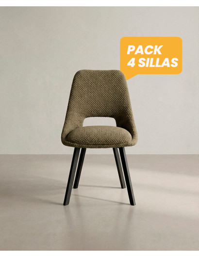 Pack 4 sillas de comedor tapizadas MUREA baratas| Envío rápido y financiación