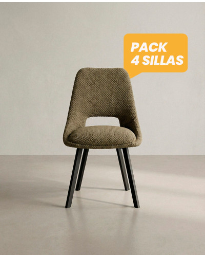 Pack 4 sillas de comedor tapizadas MUREA caqui