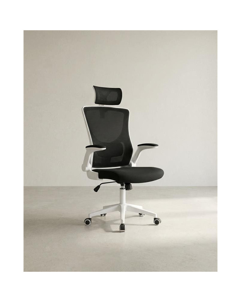Silla de estudio con brazos abatibles DALEN negro lateral