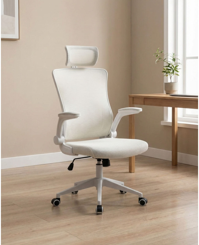 Silla de estudio con brazos abatibles DALEN crema ambiente