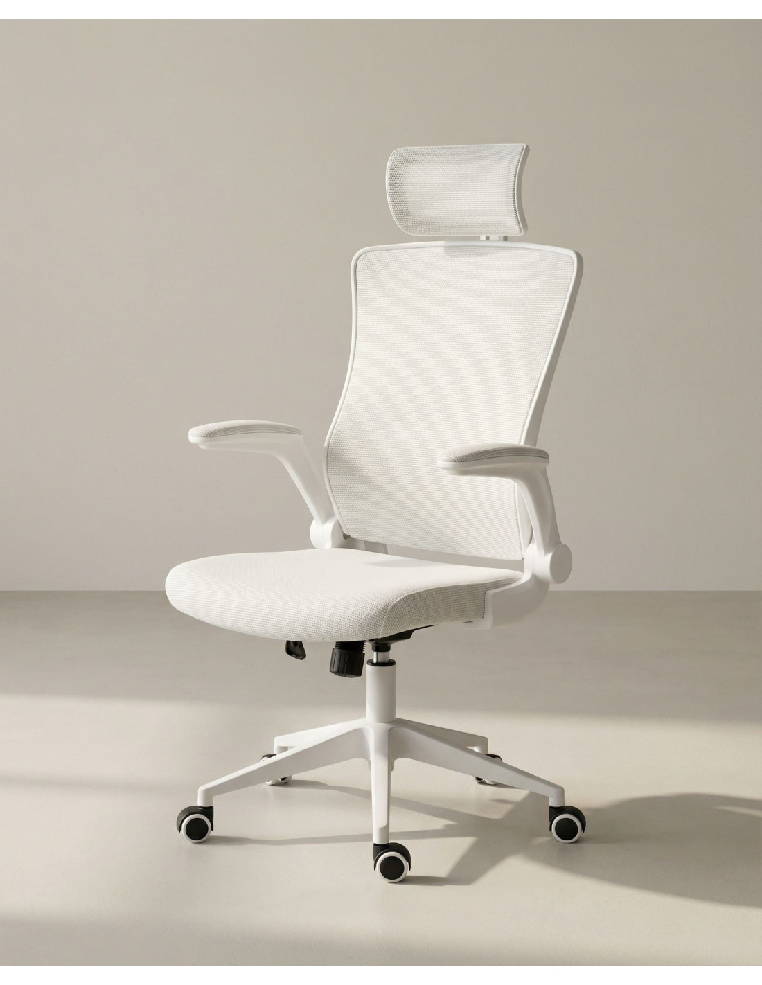 Silla de estudio con brazos abatibles DALEN crema lateral
