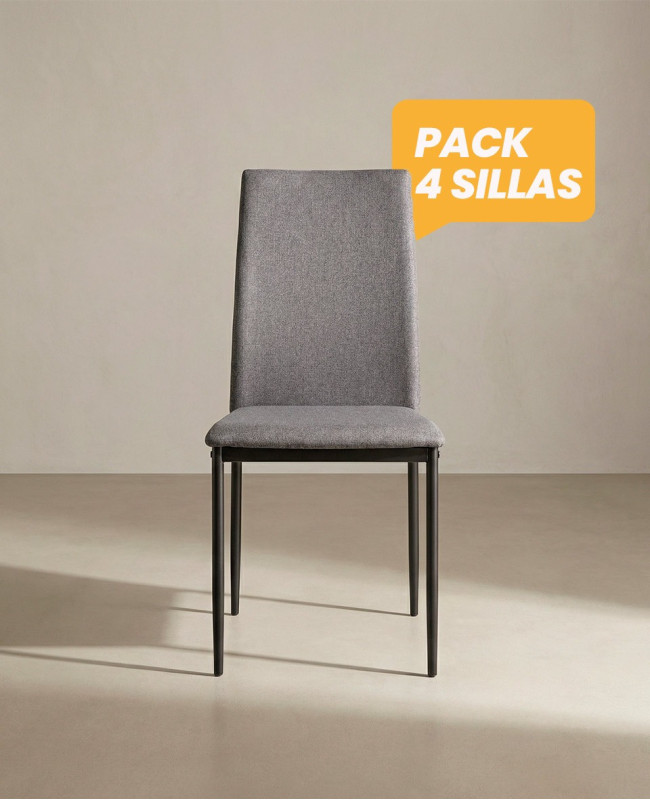 Pack 4 sillas de comedor tapizadas MERIA baratas | Envío rápido y financiación