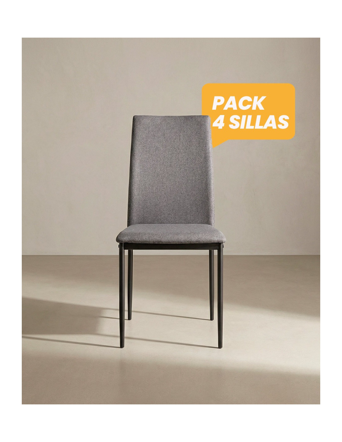 Pack 4 sillas de comedor tapizadas MERIA baratas | Envío rápido y financiación