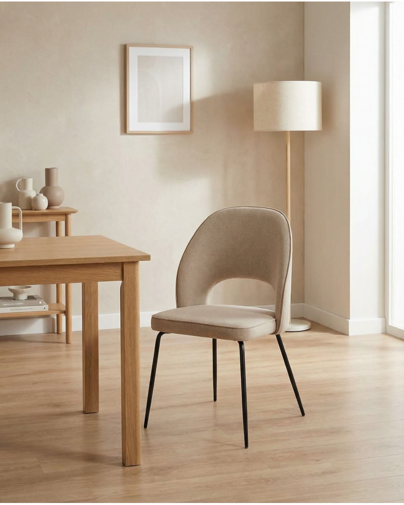 Pack 4 sillas tapizadas TAREN beige ambiente