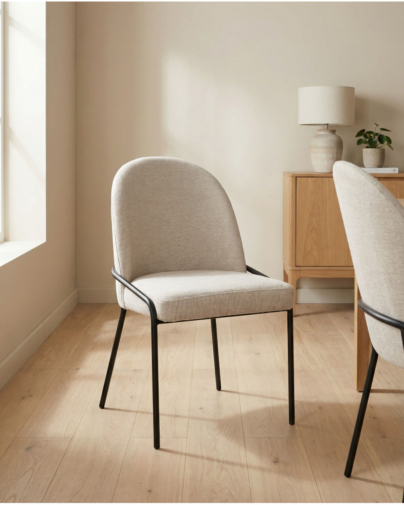 Pack 2 sillas de comedor tapizadas KELIA beige ambiente