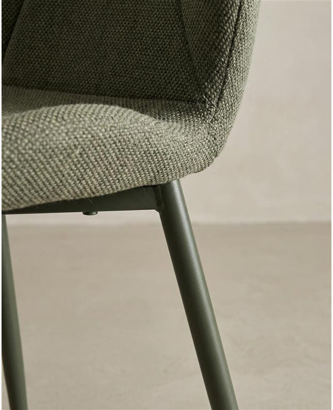 Pack 4 sillas de comedor tapizadas LUREN verde detalle