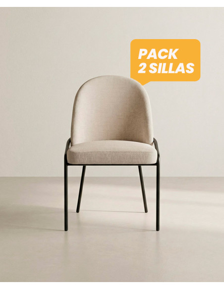 Pack 2 sillas de comedor tapizadas KELIA baratas | Envío rápido y financiación
