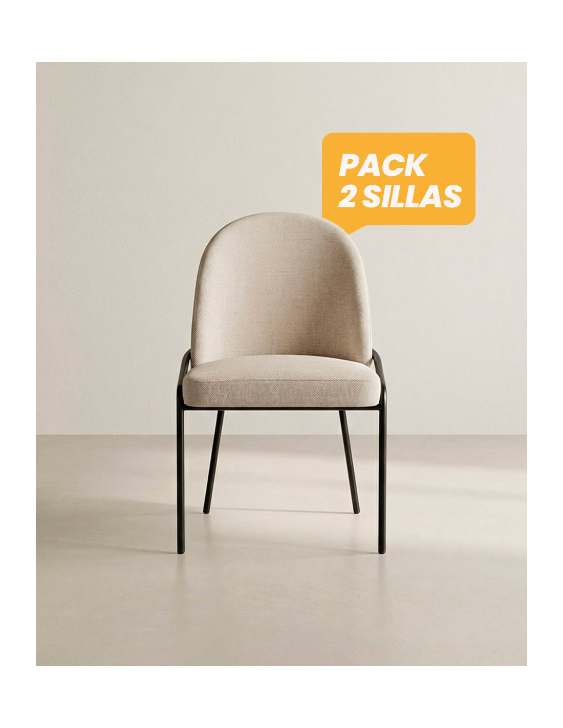 Pack 2 sillas de comedor tapizadas KELIA baratas | Envío rápido y financiación