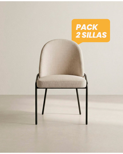 Pack 2 sillas de comedor tapizadas KELIA beige
