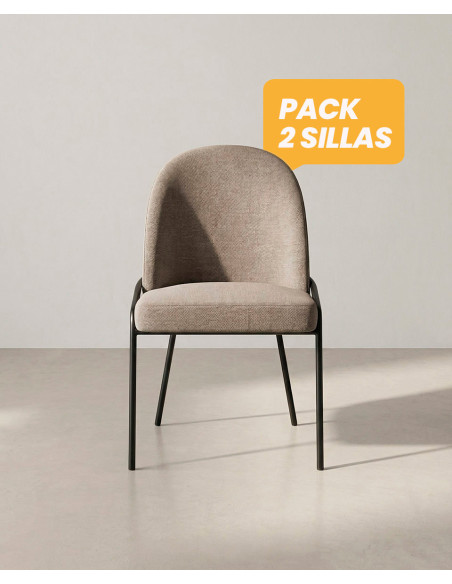 Pack 2 sillas de comedor tapizadas KELIA baratas | Envío rápido y financiación
