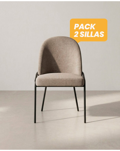 Pack 2 sillas de comedor tapizadas KELIA baratas | Envío rápido y financiación