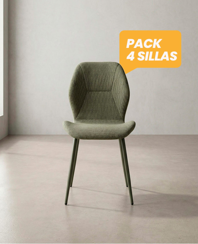 Pack 4 sillas de comedor tapizadas LUREN verde