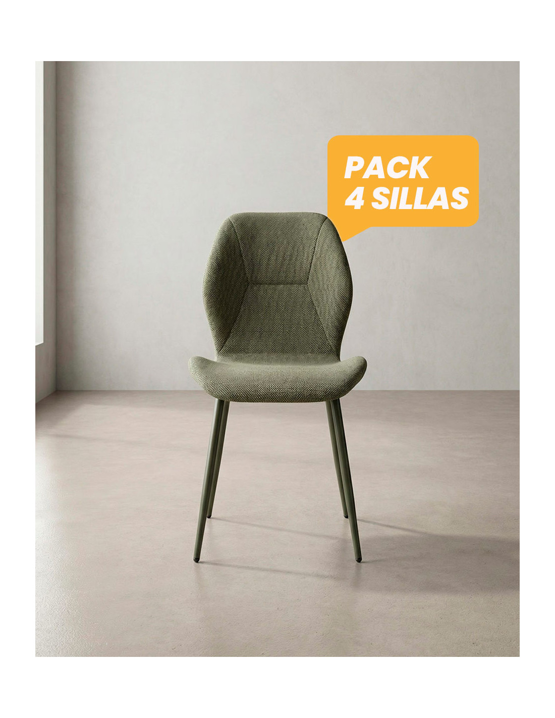 Pack 4 sillas de comedor tapizadas LUREN verde