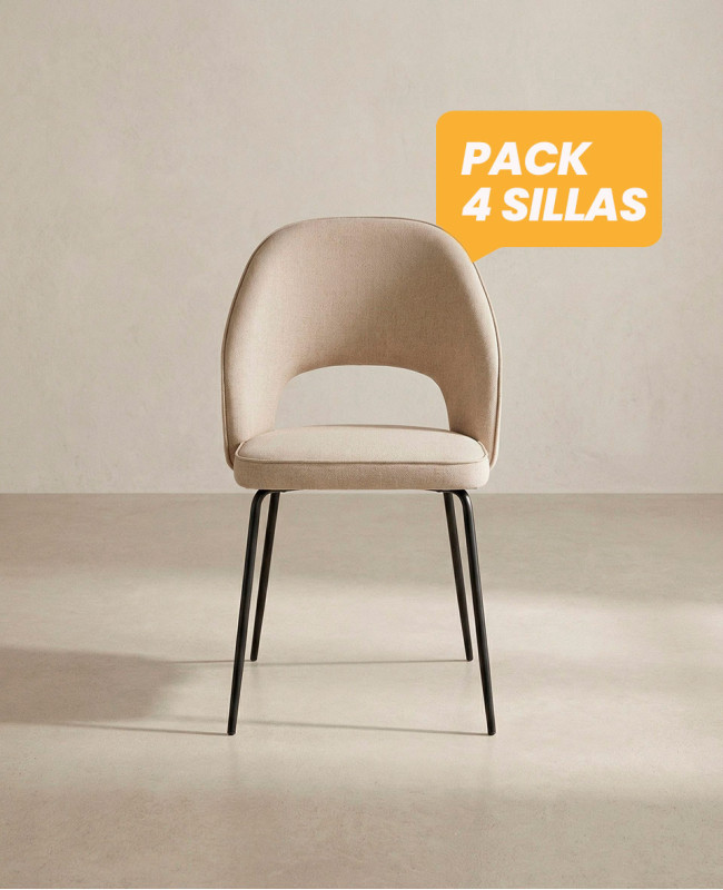 Pack 4 sillas tapizadas TAREN baratas | Envío rápido y financiación