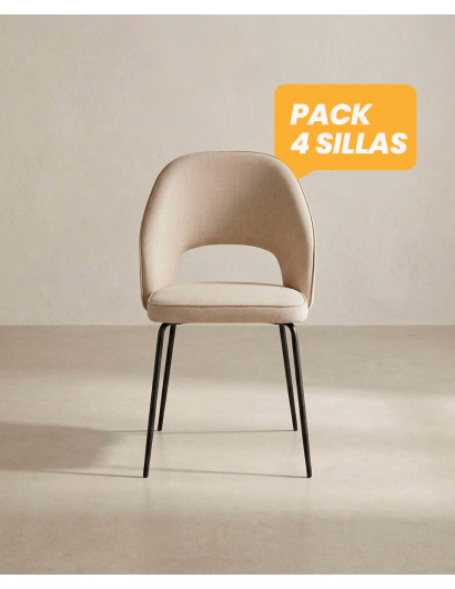 Pack 4 sillas tapizadas TAREN baratas | Envío rápido y financiación