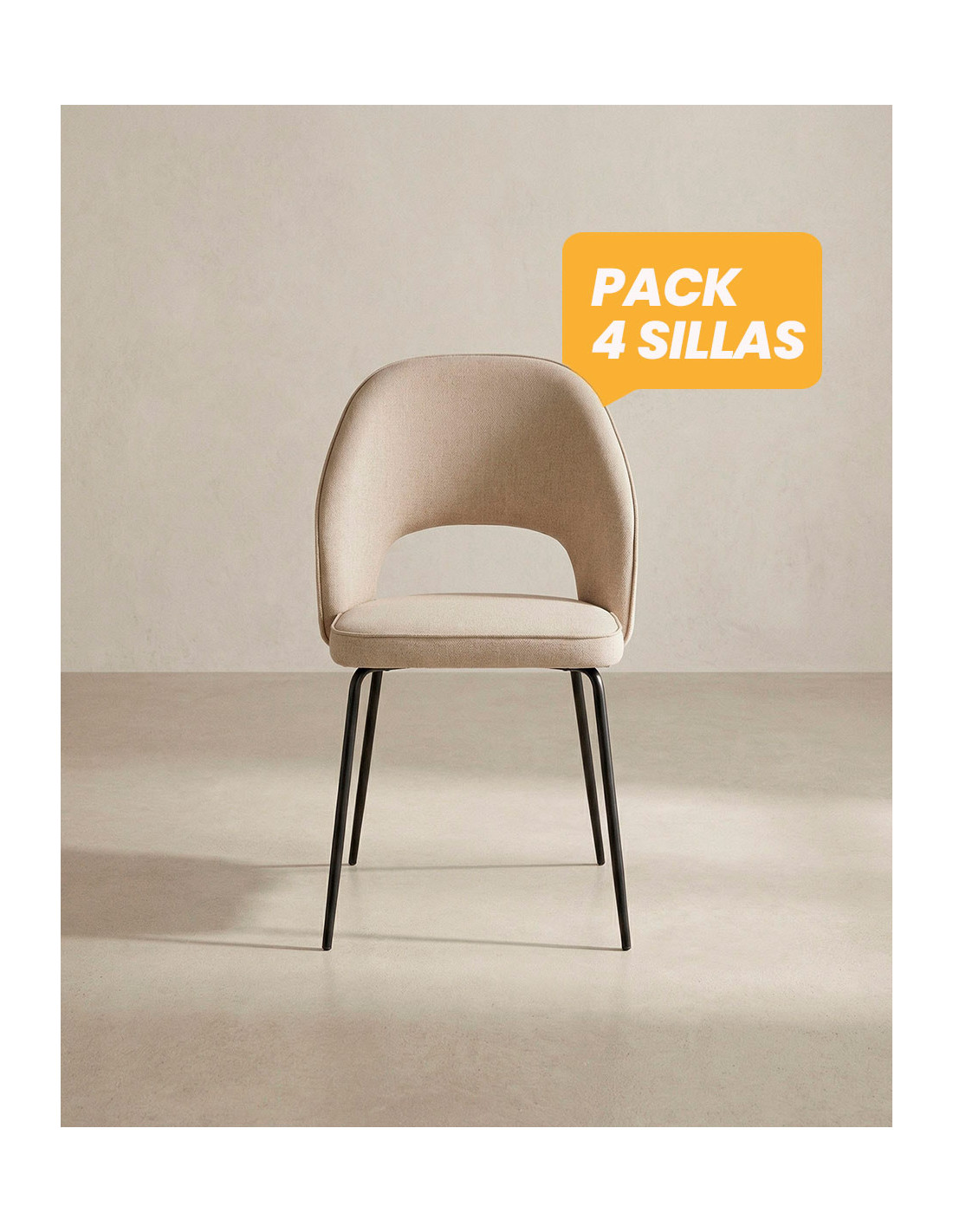 Pack 4 sillas tapizadas TAREN baratas | Envío rápido y financiación