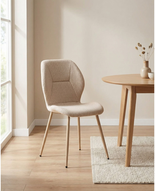 Pack 4 sillas de comedor tapizadas LUREN beige ambiente